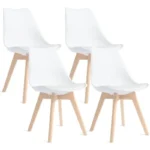 Set di 4 Sedie Scandinave Bianche con Gambe in Legno – Design Moderno e Confortevole - immagine 3