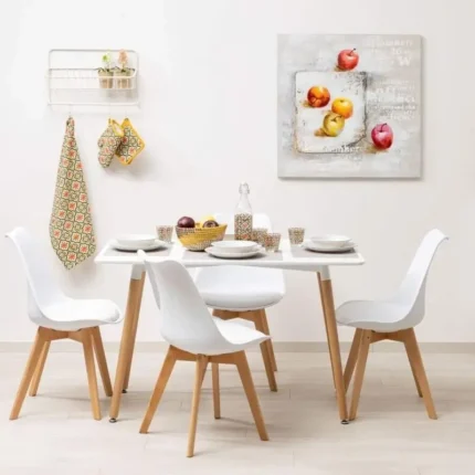 Set di 4 Sedie Scandinave Bianche con Gambe in Legno – Design Moderno e Confortevole