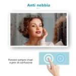 Specchio LED per Bagno SIRHONA, 100×60 cm, con Controllo Tattile e Funzione Antiappannamento, Impermeabile IP44, Stile Moderno Rettangolare - immagine 4