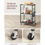 VASAGLE Scaffale da Cucina con Rotelle – Industriale, Ebano e Nero - immagine 4